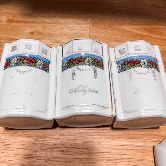 Antique German Porcelain Spice Jars set of 3 - Picture 4 of 4
